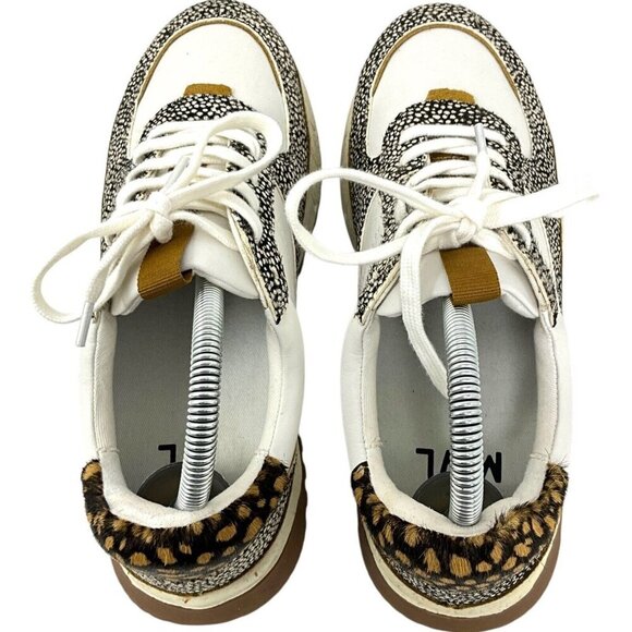 Madewell Kickoff Trainer Sneakers Leather Spot Mix Calf Hair Olive Grove US 8.5 - Picture 6 of 12